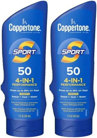 Coppertone Sport Sunscreen Lotion, Broad Spectrum SPF 50 Sunscreen Multi Pack, 7 Fl Oz, Pack of 2
