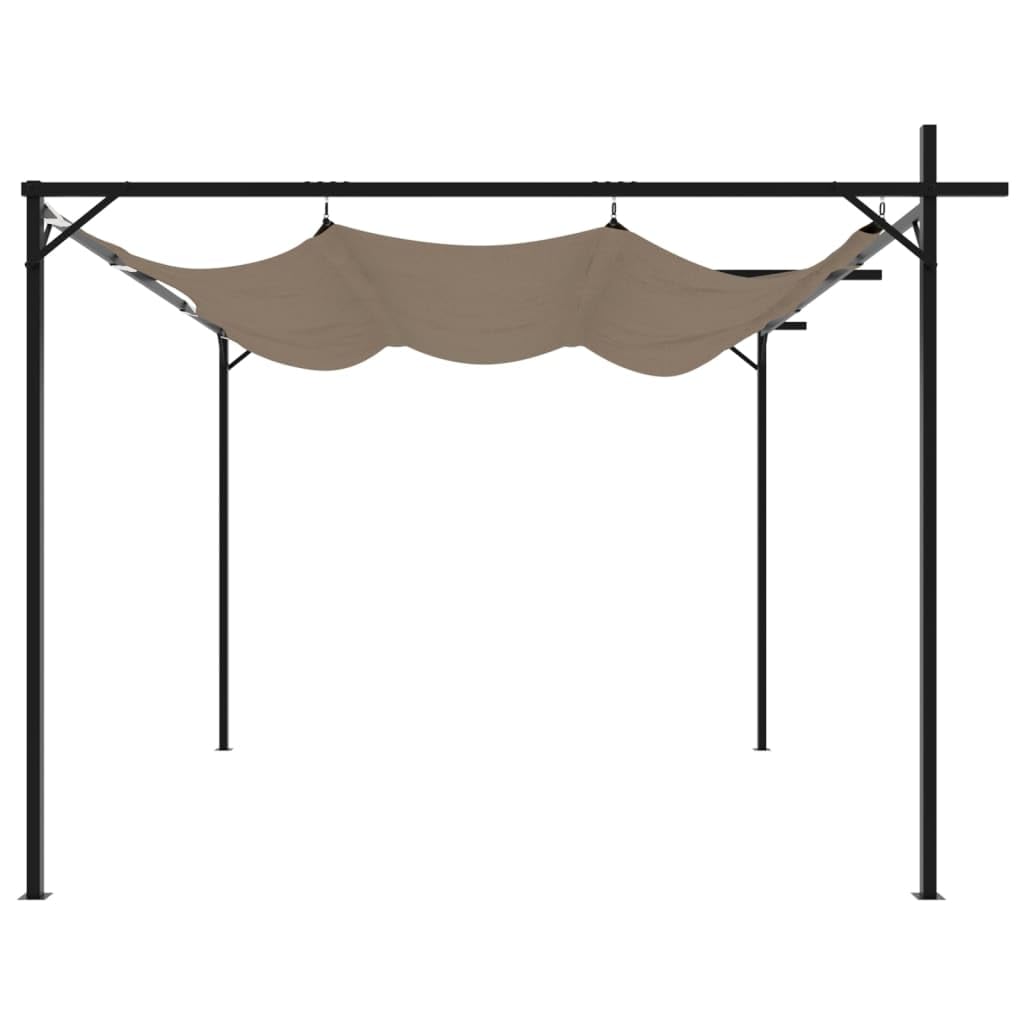Pergola con tetto scorrevole, tortora, 295 x 292 x 230 cm, gazebo da giardino con robusto telaio in acciaio e alluminio, dispenser di ombra flessibile per terrazza, giardino e esterni