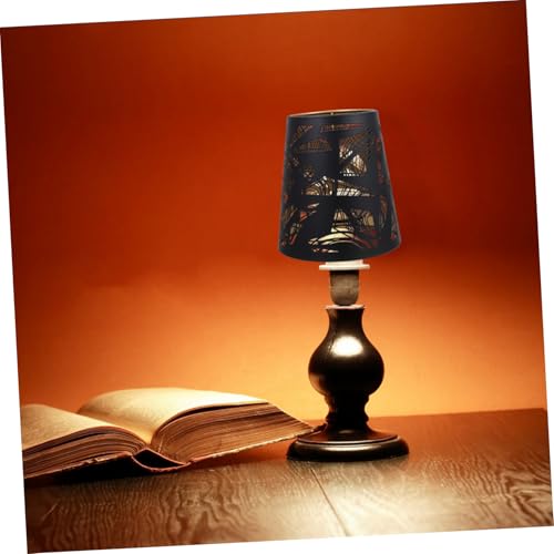 Pantalla de lámpara de hierro negro estilo industrial para mesa 4