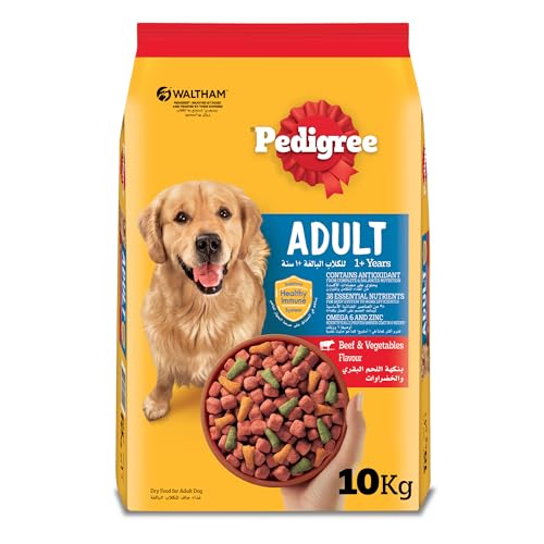Pedigree Dog Food Beef & Vegetables Flavour Dog Food Dry 10Kg Complete & Balanced Dog Dry Food For Adult Dogs