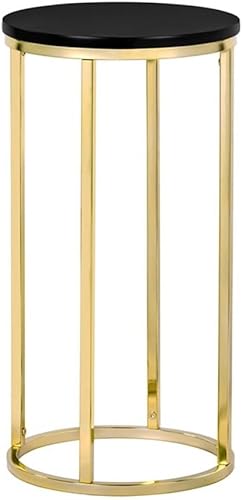 Miniatura 4 de Pemberly Row Mesa auxiliar redonda moderna de metal y madera en oro/negro