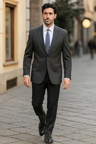 Men's Classic 2 Button Gray Blazer Suit Jacket2