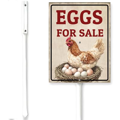 Horienteeon Eggs For Sale Sign With Stake Hen Nest Chicken Eggs For Sale Yard Neighborhood Aluminum Outdoor Lawn Roads Street Business Porch Farmhouse Ranch Farm Courtyard 6x4.6"