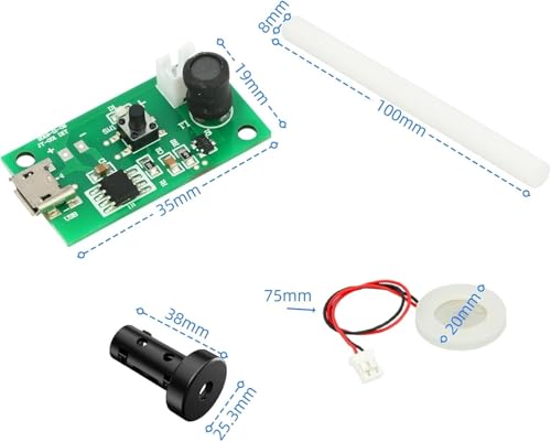 Image of DC 5V USB Ultrasonic Humidifier Atomizing Module 108KHz Spray Diffuser Mist Maker with Micron Aperture and Driver Board for Aromatherapy Air Purifier Pack of 3