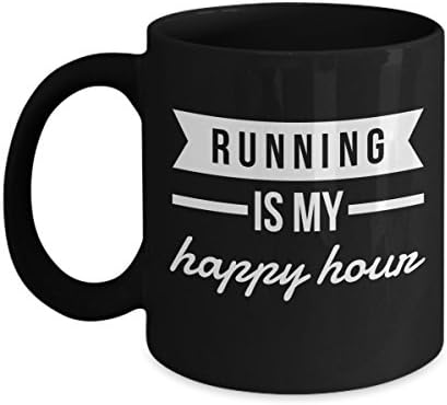 Funny Exercise Gift - Running Is My Happy Hour - 11oz Coffee Mug Tea Cup
