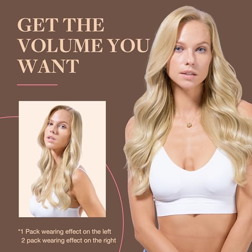 Image of GOO GOO Clip in Hair Extensions Real Human Hair, Remy Human Hair Extensions Clip ins for Women, Natural Human Hair, 20inch 120g 7Pcs, 17A /60A Ash Blonde Highlighted Platinum Blonde