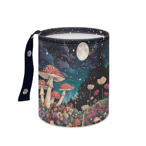 Image of Car Trash Can Mushroom Flower Portable Car Garbage Bin Easy to Clean Collapsible Waste Multipurpose Bin Car Accessories Interior