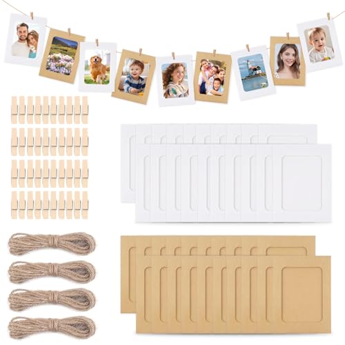 Fotogirlande mit 40 Stück Rahmen,Papier Fotorahmen mit 40 Stücke Clips...