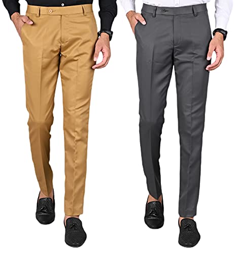 Image of Formal Pants for Men | Men's Slim fit Formal Pant Combo | Non Stretchable Trouser | Office wear Trousers