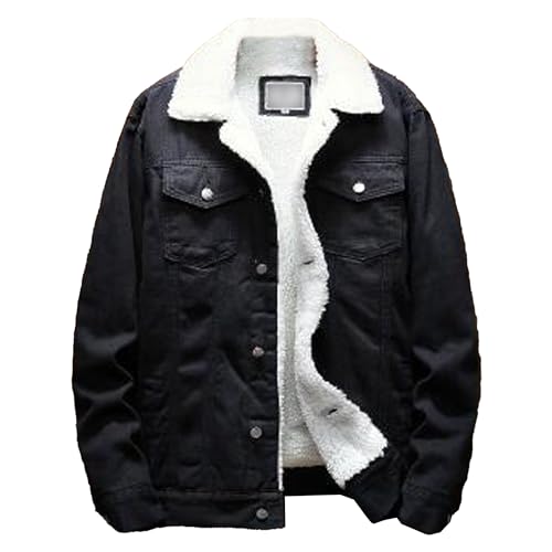 Manteau denim homme avec col imitation fourrure et doublure laine