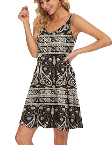 Image of MISFAY Women's Summer Spaghetti Strap Casual Beach Cover Up Dress with Pockets