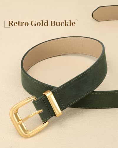XZQTIVE Women Suede Belt for Jeans Dresses Fashion Retro Gold Buckle Ladies Waist Belts - Image 5