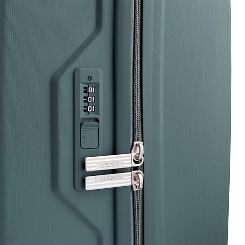 Image of American Tourister Qubiz | Cabin Trolley Bag (55 cm) | 360 8 Wheel Travel Luggage | Hard Case Polypropylene Suitcase | Recessed Combination Lock | Green