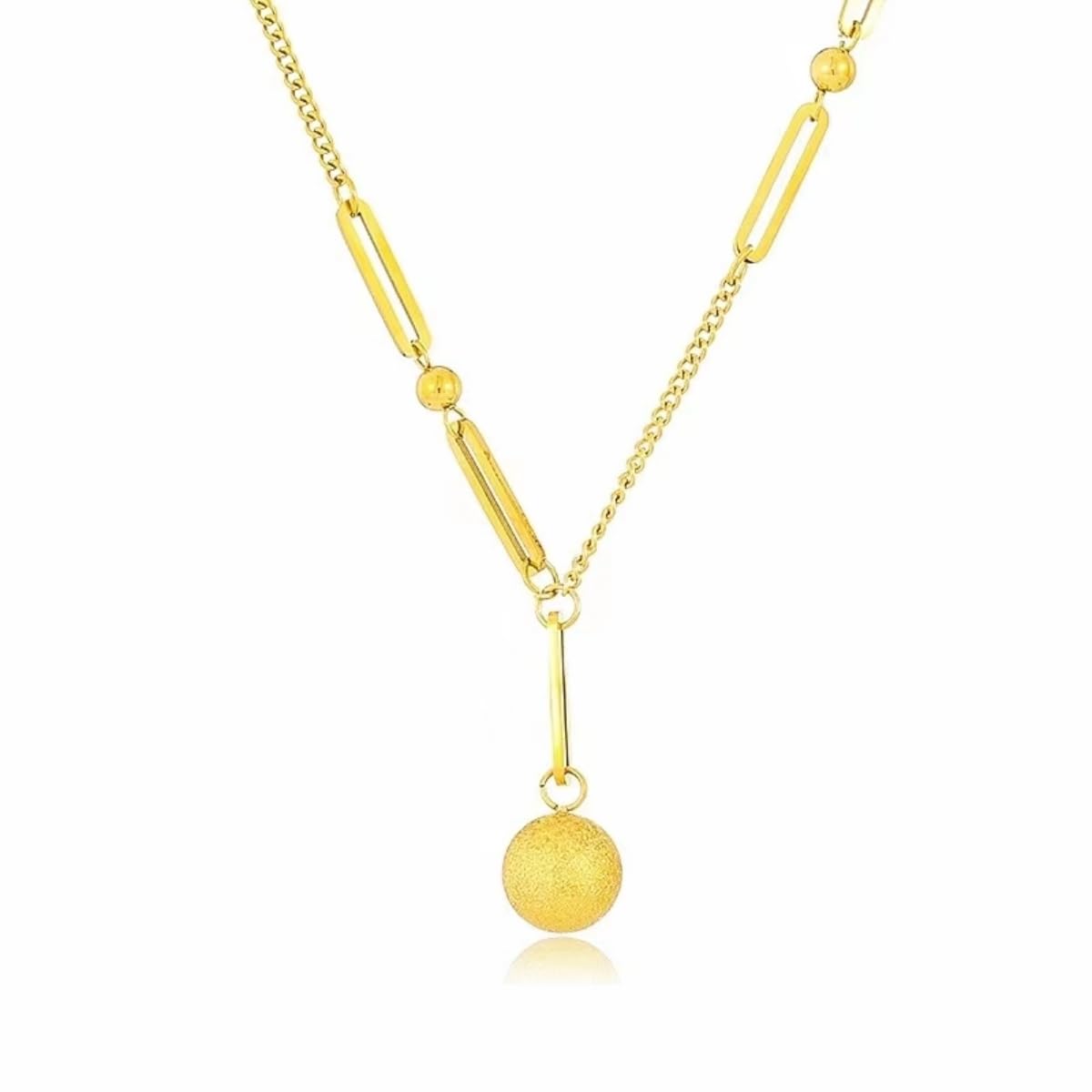 EUDAIMIA 14K Gold Plated Ball Pendant Chain Necklaces for Women Stainless steel Matte Ball Link Choker Necklaces Fashion Jewery