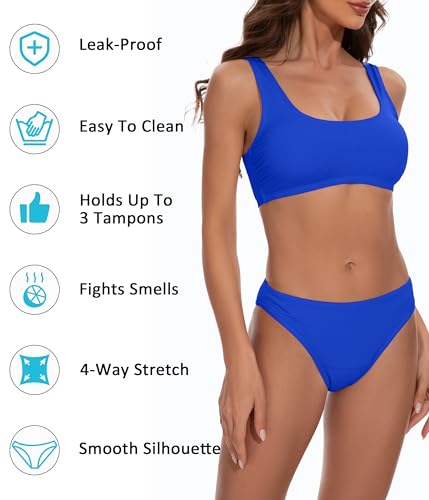 Image of Beautikini Period Swimwear for Teens Two Piece Leakproof Menstrual Bikini Swimsuit Sporty Bathing Suits for Girls Women