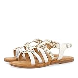 Duraderas SANDALIAS BLANCAS DE PIEL ESTILO ROMANAS CON BORDADO PARA NIÑA HAMPDEN
