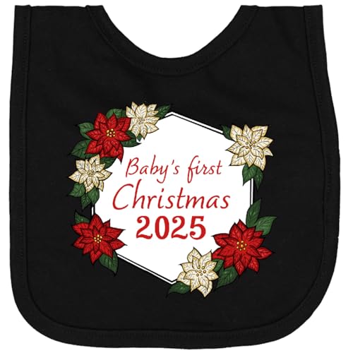 inktastic Baby's First Christmas 2025 Poinsettia Newborn Bib