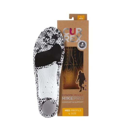 CURREX HikePro Insoles for Hiking Boots & Shoes – Shock Absorbing Inserts to Help Reduce Fatigue and Increase Performance – Anti-Slip Heel Surface for Stability – for Men & Women – Medium Arch, XL