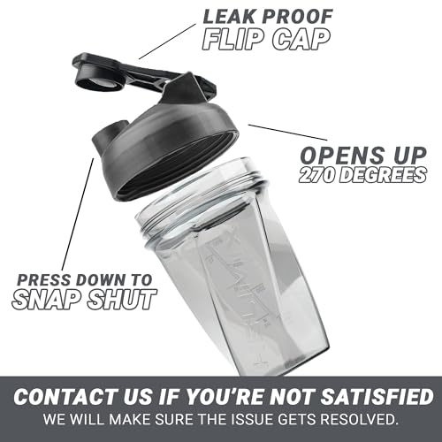 HELIMIX 1.5 Vortex Blender Shaker Bottle Holds Upto 20oz | No Blending Ball or Whisk | USA Made | Portable Pre Workout Whey Protein Drink Shaker Cup | Mixes Cocktails Smoothies Shakes | Top Rack Safe