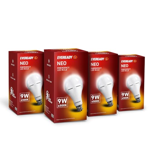 EVEREADY 9W Emergency Inverter LED Bulb, Rechargeable, B22, Pack of 4 - Image 2
