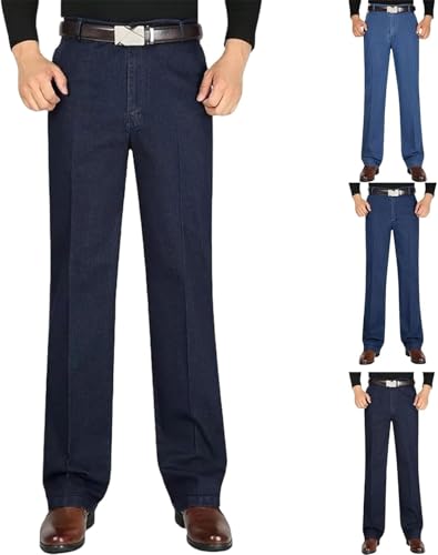 Lunifit Mens Jeans, JettJeans3 - Men's Classic Straight Fit Stretch Jeans, Comfortable Soft Denim for Older Men