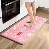 JSVSLTD Kitchen Rugs 17'x30' Cushioned Anti-Fatigue Rugs with Rubber Backing, Thick Comfort Floor Mats for Kitchen, Entryway, Laundry Room, Hallway, Pink