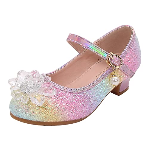 Girls Dress Flat Toddler Princess Glitter Flower Big Kids Shoes Mary Jane Low Heels for Party Wedding Flat