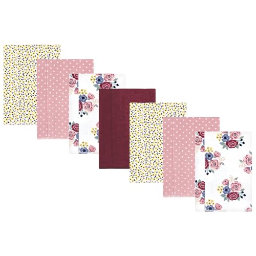 Image of Hudson Baby Unisex Baby Cotton Flannel Burp Cloths, Blush Navy Floral 7-Pack, One Size