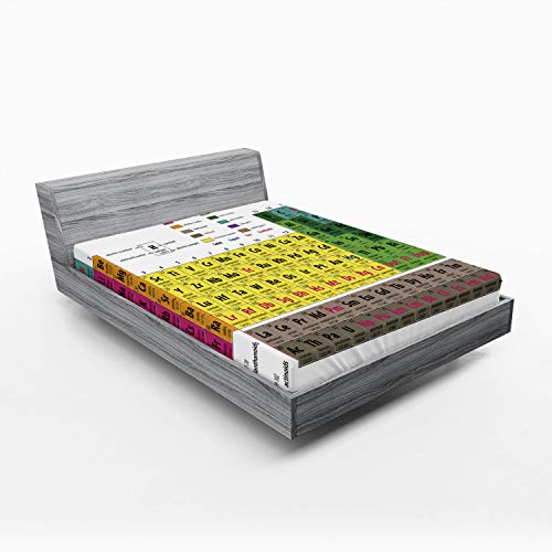Ambesonne Modern Fitted Sheet, Periodic Table of Elements PHD Chemistry Student Family for Science Lover Education, Soft Decorative Fabric Bedding All-Round Elastic Pocket, Queen Size, Yellow Brown