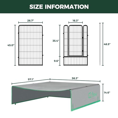Image of FXW Rollick Dog Playpen with Sun Shade, 45 inchH, 16 Panels