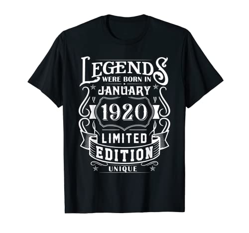 Cumpleaños Enero 1920 Edición Limitada Regalo January 1920 Camiseta