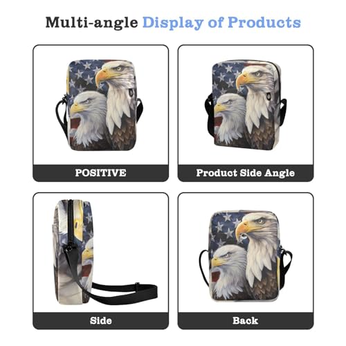 Crossbody Bag American Flag Eagle 4th Of July Independence Day Messenger Bag for Women Men Purse Shoulder Bag Satchel Bag with Adjustable Strap 214A70394