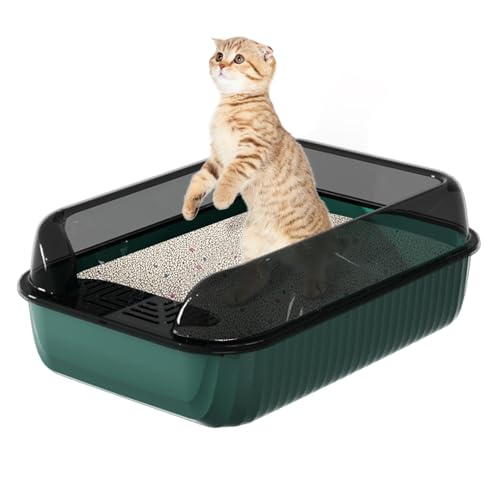 High-Sided Cat Litter Tray, Litter Control Cat Litter Box, Durable Cat Litter Box For Large Cats, Easy Clean Cat Poop Box, Open Top Pet Toilet For Cats, Large Litter Box For Small and Large Cats,