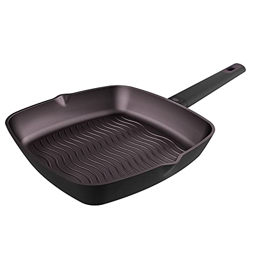 Cecotec Grill Polka Experience 28 Grill Titan. Diamètre 28 cm, Fonte d'aluminium, revêtement Teflon Select, va au lave-vaisselle et convient à tous les types de cuisinières, base indéformable.