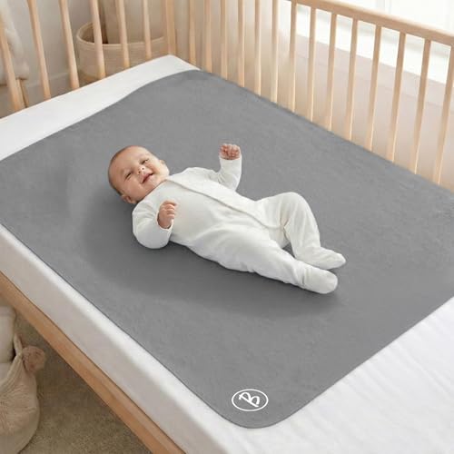 Image of Btag Baby Waterproof, Super Soft Fast Drying Mattress Protector | Extra Absorbent, Anti-Itching Sheet for New Born,Toddler (Size 70x100 cm, Pack of 1, Grey)