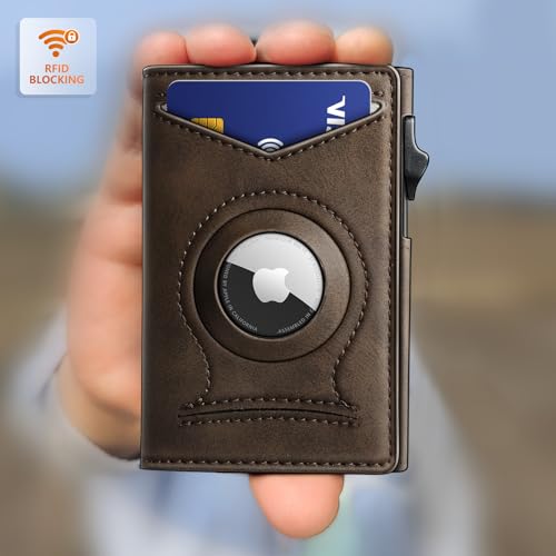 Image of BULLIANT Money Clip Wallet,Mens Gift Slim Wallet Credit Card Holder Airtag&Standard Use 9Cards-Metal Case in Magnetic Flip Shell