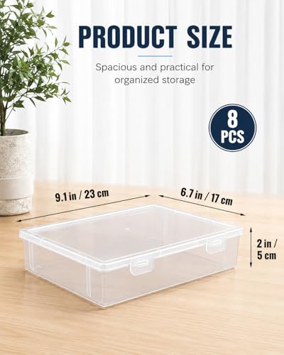 Image of Small Plastic Containers, 8 Pack Pencil Box Clear Pencil Case Clear Plastic Storage Containers, Beads Storage Box Craft Storage Containers For Beads, Crafts, Jewelry, Small Items,6.7 x 9.1 x 2 inches