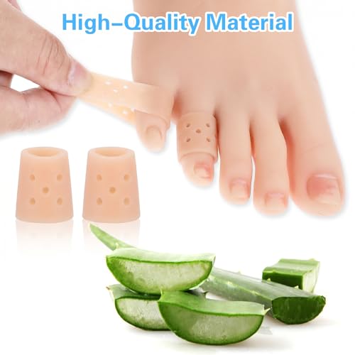 Image of Gjinxi Silicone Toe Sleeves, 24 Pcs Soft Gel Protector Toes Cushions Cuttable Pinky Toes Sleeves Protectors Corn Protectors Pain Relief Toe Tube Pads for Hammer (Skin Color, Breathable)