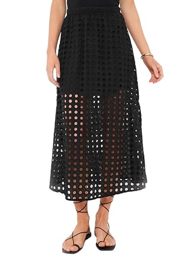 Ailoqing 2026 Summer Casual Long Skirt for Women Cotton Eyelet