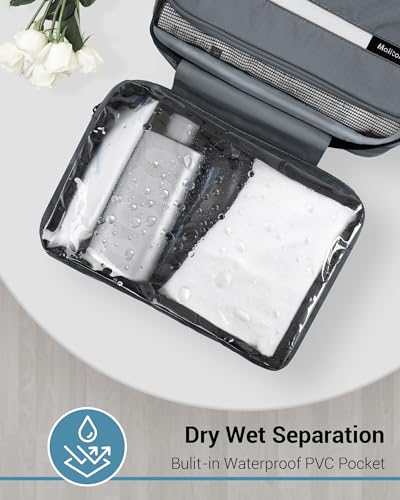 Image of Maliton Toiletry Bag for Men & Women Travel Toiletry Bag Hanging Toiletry Bag Hygiene Organizer with 4 Compartments Waterproof Bathroom Shower Bag Large Toiletries Travel Bag (Gray)
