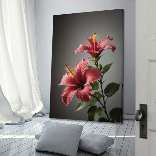 Poster fleurs d'hibiscus ZHOUKEG pour raviver un mur blanc vide - 3