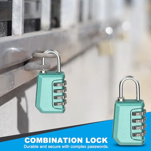 Image of MECCANIXITY Combination Lock, 4 Digit Padlock Combination Outdoor Waterproof Locker Lock for Gym Luggage Home Sports Hasp Storage, Pearl Green Pack of 1