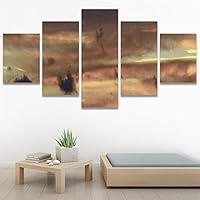 SIGNWIN 5 Panel Canvas Wall Art Modern Art Coastal Colorful Multicolor Photography Romantics Sunset for Home Decorations Ready to Hang - 60