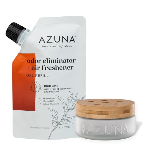 Azuna Air Freshener & Odor Eliminator for Strong Odor | 1 Room Kit Includes (1) Empty Luxe Glass Jar...
