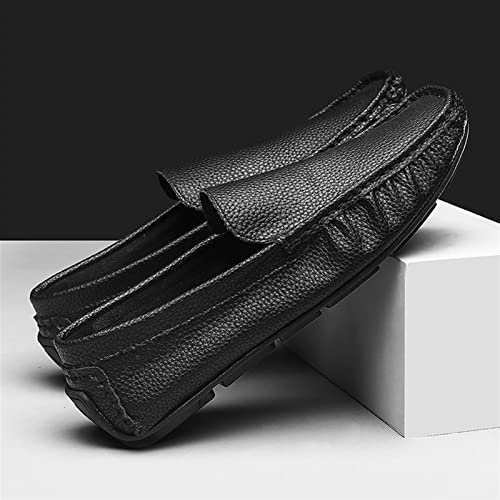 Mens Loafers Shoe Genuine Leather Stitching Details Round Toe Resistant Flat Heel Anti-Slip Wedding Slip On4