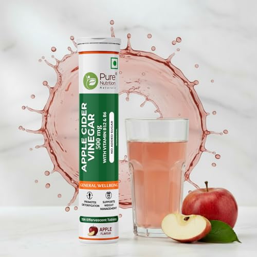 Image of Pure Nutrition ACV 60 Effervescent Tabs (15 x 4) for Weight Management & Gut Health | Apple Cider Vinegar with Mother, Vitamin B12 & Garcinia Cambogia To enhance metabolic function & Easy Digestion