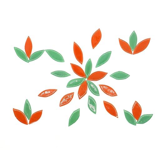 Super Gift Art Mosaic Tiles,40x15mm Size Leaves, 3mm Thick, Green & Bright Orange (Pack of 100Gms)-image-49