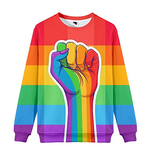 SOUDD LGBT Homo Queer Sweatshirt LGBT Sweatshirt Herren Damen Regenbogen Muster Frühling Herbst Faule Jacke, Fleece Langarm Pullover Trainingsanzug L Cover