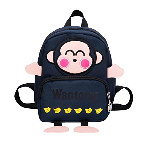Preisvergleich Produktbild Schulrucksack, LeeY Kinderrucksack Daypack schön Affe Schultasche Grundschule Backpack Brief Druck Schulranzen Sports-Reisen-Outdoor Rucksack Freizeitrucksack für Mädchen Jungen Unisex (Schwarz)