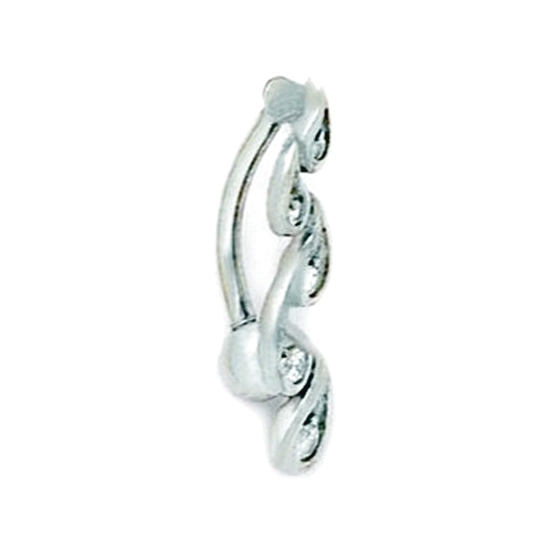 Bauchnabelring aus 14 Karat Weißgold, Zirkonia, künstlicher Diamant, 14 Gauge, mehrfarbiger Tropfen-Körperschmuck, Maße: 24 x 8 mm, Schmuckgeschenk für Frauen, Metall, Zirkonia